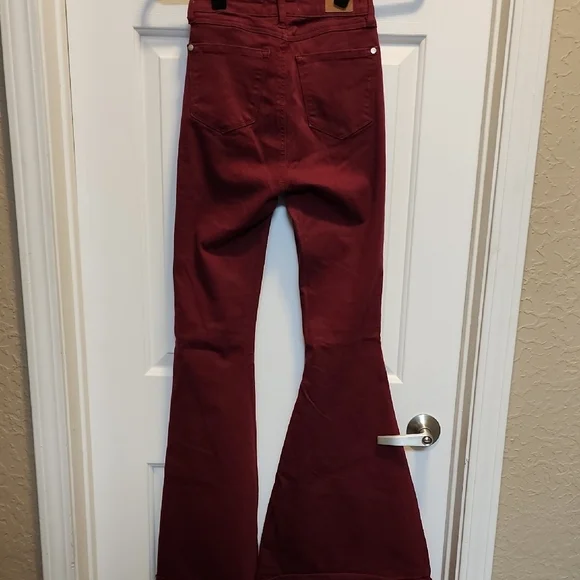 Judy Blue Women's Boot Cut Jeans in Burgundy - Picture 4 of 11